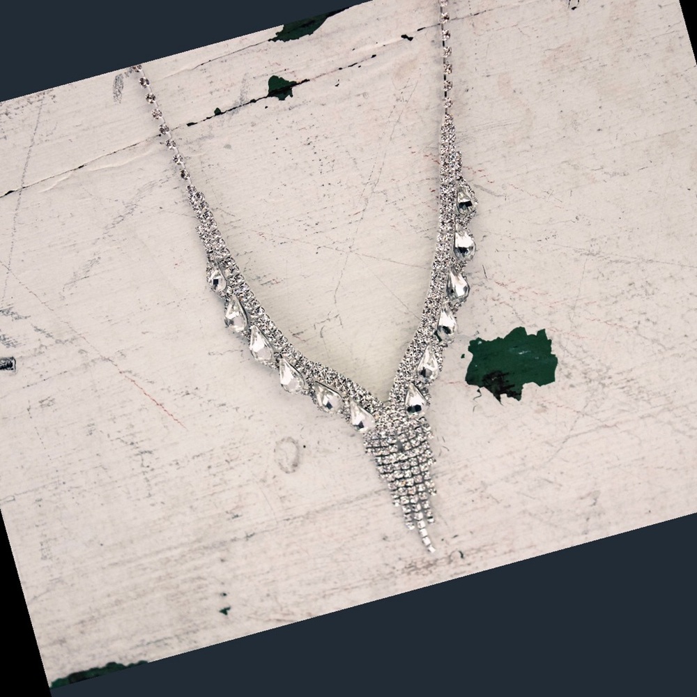 Bohemian rhinestone necklace/ earring set